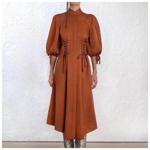 The RAETRUDA Rust Tie Accent Dress